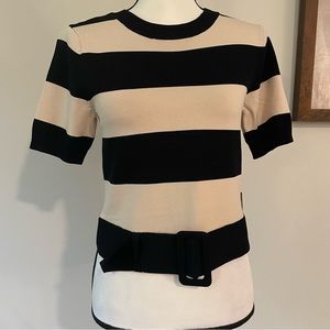 Eva Mendes for New York & Company Black and Cream Striped Sweater